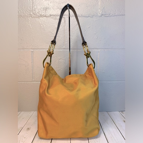 Jean Pierre Handbags - Jean-Pierre Klifa Paris Nylon Bucket Bag Sunflower Yellow Gold Shoulder Bag